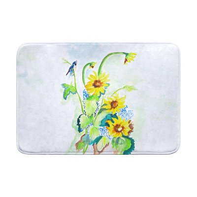 Tapis de bain tournesol et oiseau
