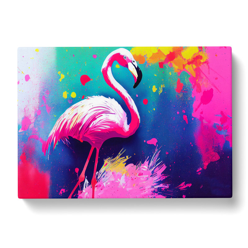 Flamingo Splash Vol.5 Abstract - Wrapped Canvas, 40cm H x 60cm W x 3cm D