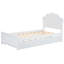 Lit plateforme simple en bois avec tête de lit et lit gigogne simple-377657960