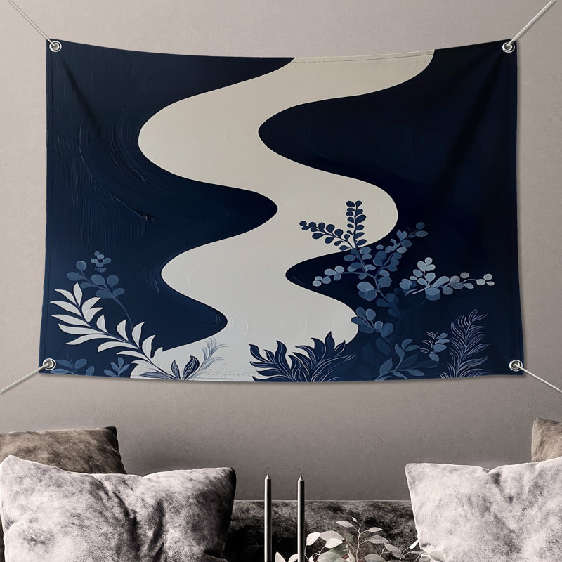 Tapisserie murale abstraite - art mural, H 68 po x l 80 po avec 4 œillets