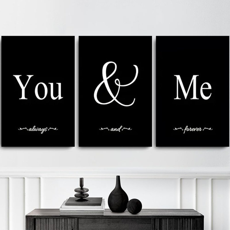 3 Piece Wrapped Canvas Print, Black/White