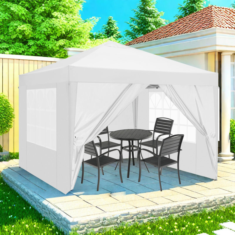 10 Ft. W x 10 Ft. D Steel Pop-up Canopy, White