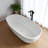 71" X 34.5" Freestanding Solid Surface Stone Resin Soaking Bathtub With Overflow And Pop-Up Drain Matte White