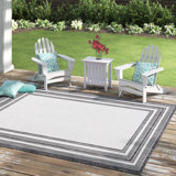 Chancy Geometric Ivory/Black Indoor / Outdoor Area Rug