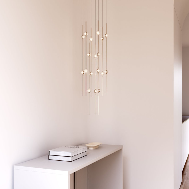 Constellation - Aries 12" Round LED Pendant - Espresso Black Fixture - Clear Faceted Acrylic Shade - 2700K - 240" Cable