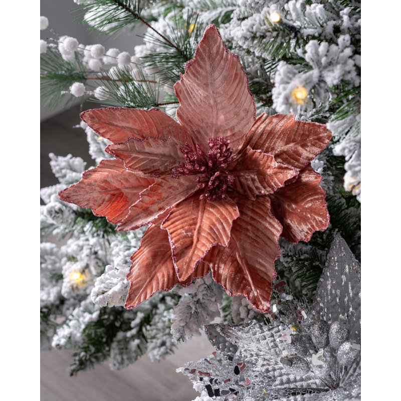 Fabric Poinsettia Arrangement, 40cm H x 32cm W x 32cm D, Pink