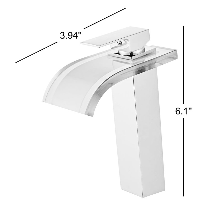 Robinet pour salle de bain à poignée simple avec drain, Chrome