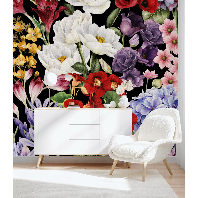 Floral Wall Mural, 8.33' W x 8.33' L