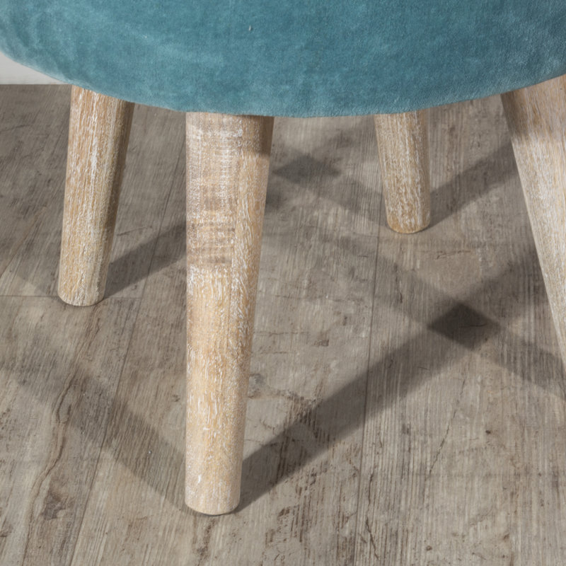 Tabouret de coiffeuse en bois massif Damariscotta, Bleu sarcelle