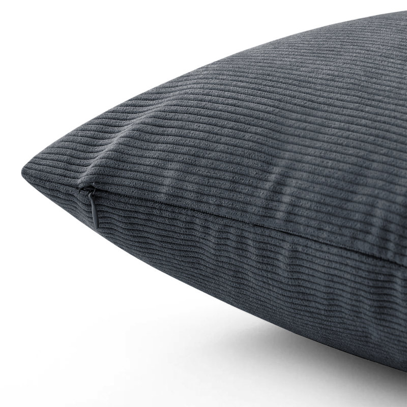Striped Crushed Velvet Cushion Cover (Set Of 2) , Grey