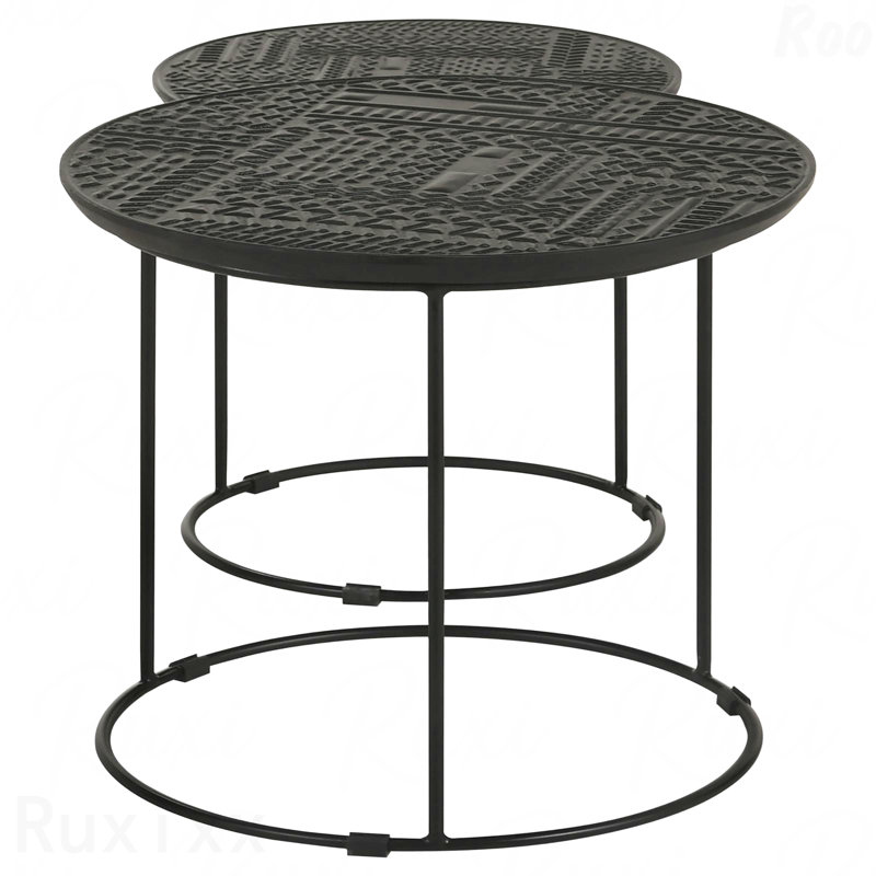 2-Piece Matte Black Nesting Table
