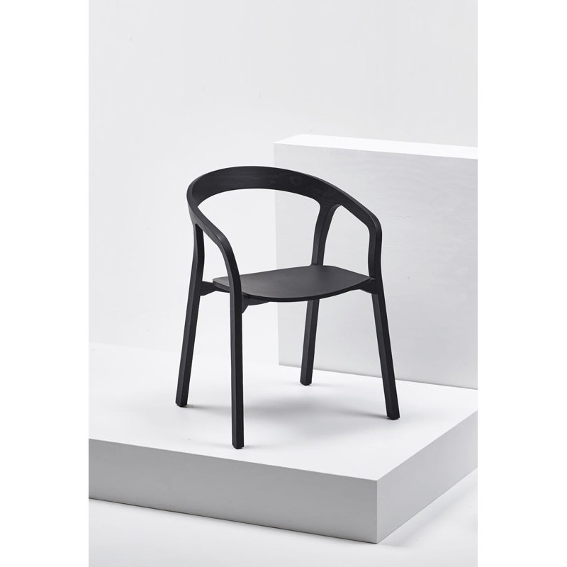 She Said Solid Wood Stacking Arm Chair, Black
