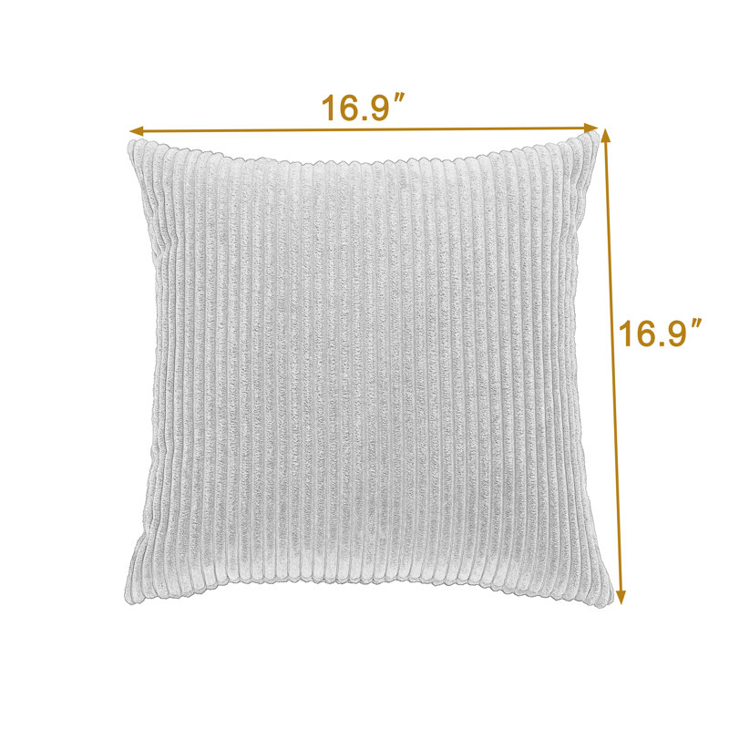 Striped Corduroy Throw Pillow For Couch, Light Gray