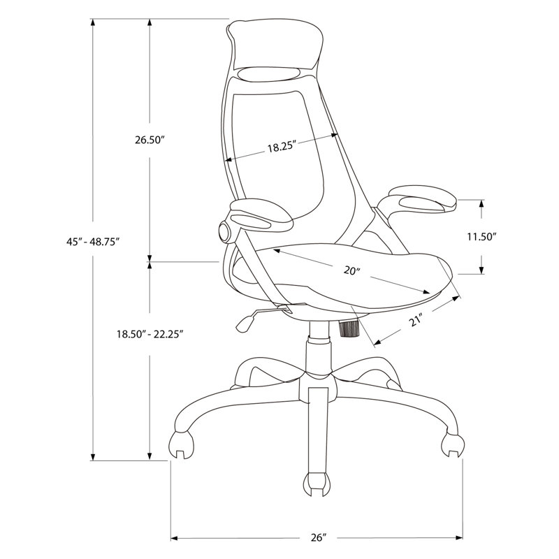 Chaise de bureau ergonomique, hauteur de siège réglable, filet gris, base en métal robuste, chaise de soutien moderne avec dossier inclinable, respirante