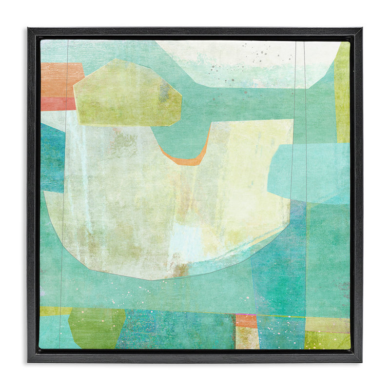 Cadre flottant Aqua Pool Abstraction, design par Suzanne Nicoll, Cadre flottant noir de jais, H 18 po x l 18 po