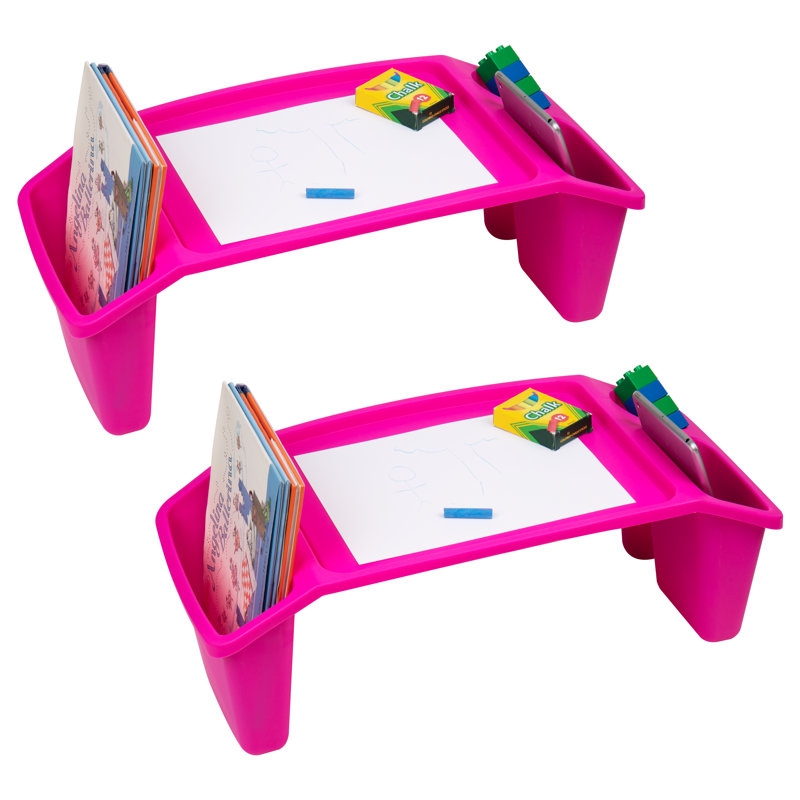 22.25" W Kids Lap Desk, Activity Tray, Drawing, Stackable, Portable, Plastic, Pink