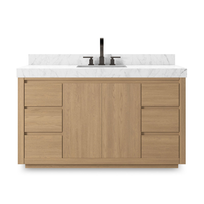 Liles Single Wide Vanity-Satin Light Wash Oak, Satin Light Wash Oak