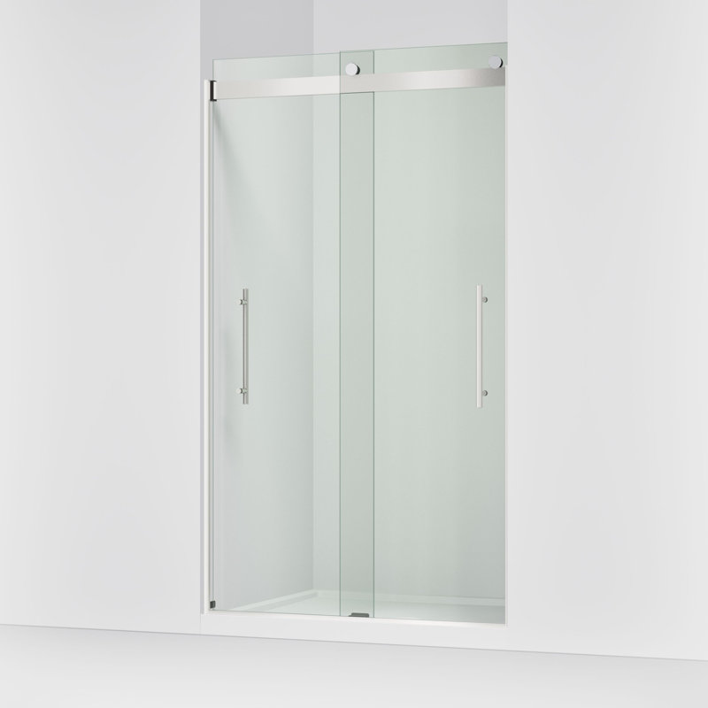 Levity Plus Less Sliding Shower Door, 81-5/8 In. H X 44-5/8 - 47-5/8 In. W, With 3/8 In.-Thick Crystal Clear Glass, Silver