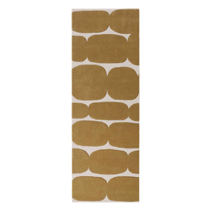 Brick Road Handmade Tufted  Wool/Cotton Mustard Yellow/Ivory Area Rug, Runner 2'6" x 12'