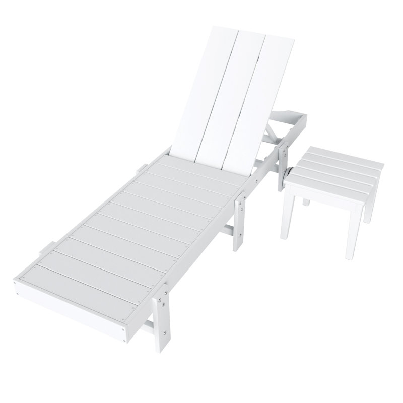 Chaise longue inclinable 77,6 po en poly, Blanc