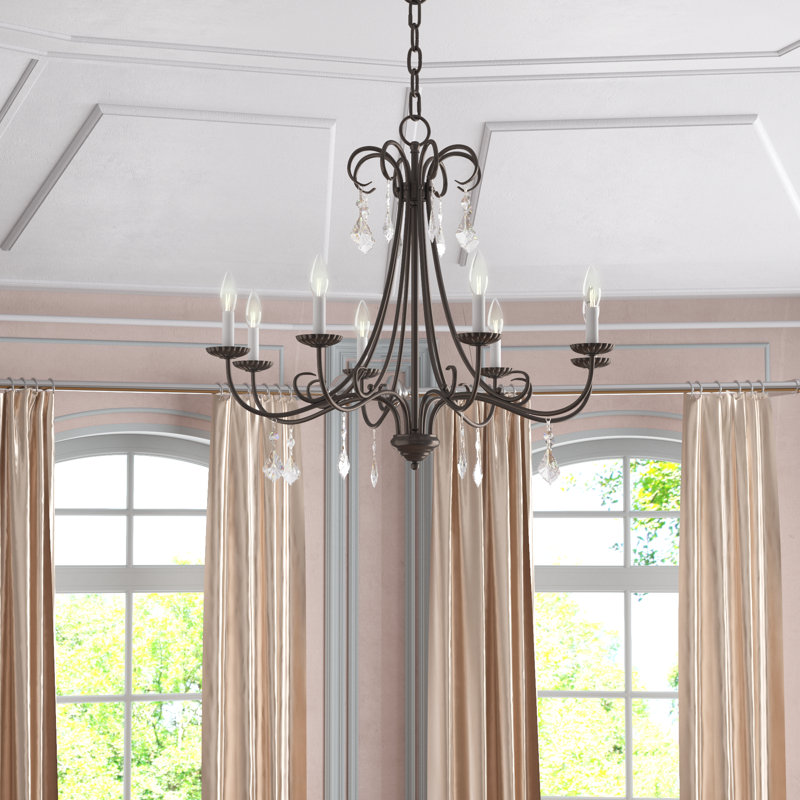Blaney Candle Style Classic / Traditional Chandelier, Bronze, 25"H x 29.75"W x 29.75"D