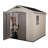 Keter Factor 8x8 ft. Durable Resin Outdoor Storage Shed With Floor and Double Doors for Garden Patio Furniture and Tools, Brown