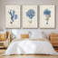 Corail antique en bleu marine, ensemble de 3 pièces encadrées sur toile-97760006-97760007