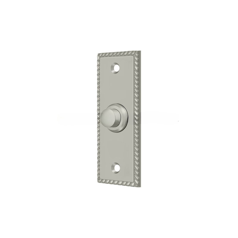 Deltana BBSR333U15 Bell Button, Rectangular with Rope Pattern in Brushed Nickel, Brushed Nickel