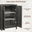 Buffet cannelé à flancs, grande crédence moderne de 55 po avec 4 portes, console média pour le vestibule du salon, noir
