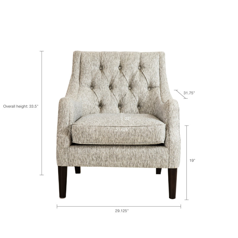 Siège confortable à boutons, gris, structure en bois massif, chaise de bureau rembourrée avec dossier, base, coussin gris amovible