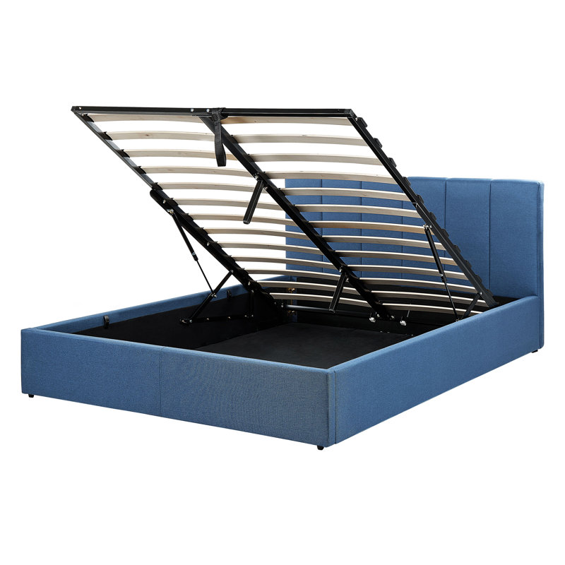 Amedeo Upholstered Lift Up Storage Bed, European Double (140 x 200 cm), Blue