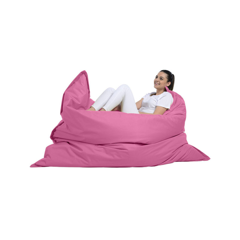 Fauteuil à billes de qualité supérieure, rose, 70,9 x 55,1 x 11,8 pouces | 100% polyester imperméable | Rembourré de mousse de polystyrène 100% perle originale | Système de double fermeture à glissière cachée | Nouveauté moderne pour le divertissement extérieur