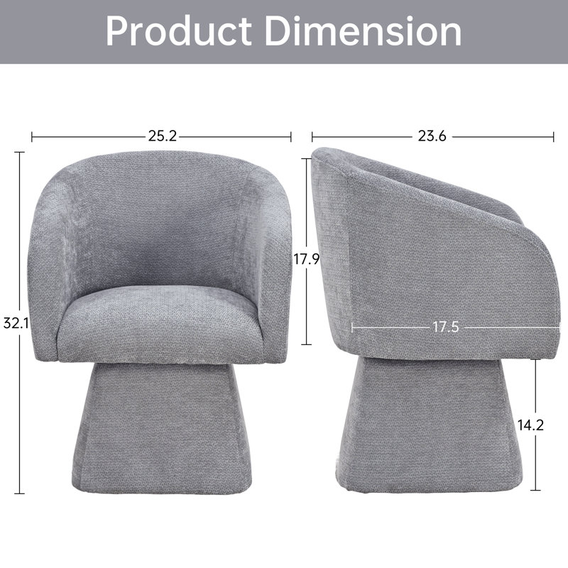 Upholstered Swivel Barrel Dining Chairs, Without Pillow, Gray