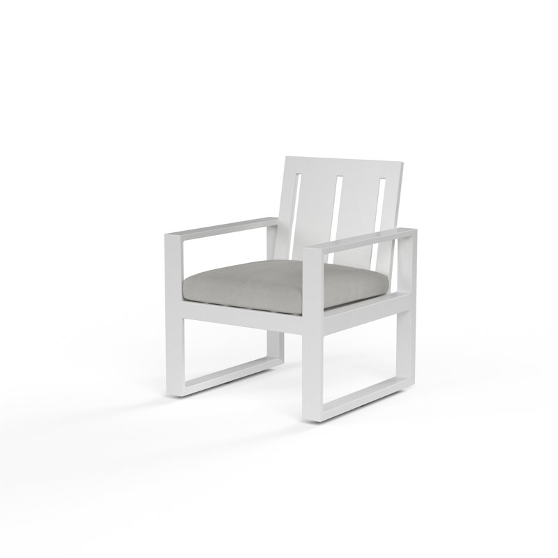Newport Outdoor Dining Armchair, Cast Silver Sunbrella®