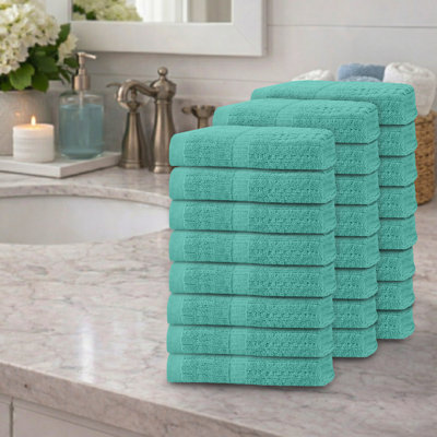 Ensemble de serviettes à main 24 pièces Willow - 100% coton peigné, qualité supérieure 630 g / m², turquoise, ultra doux et très absorbant