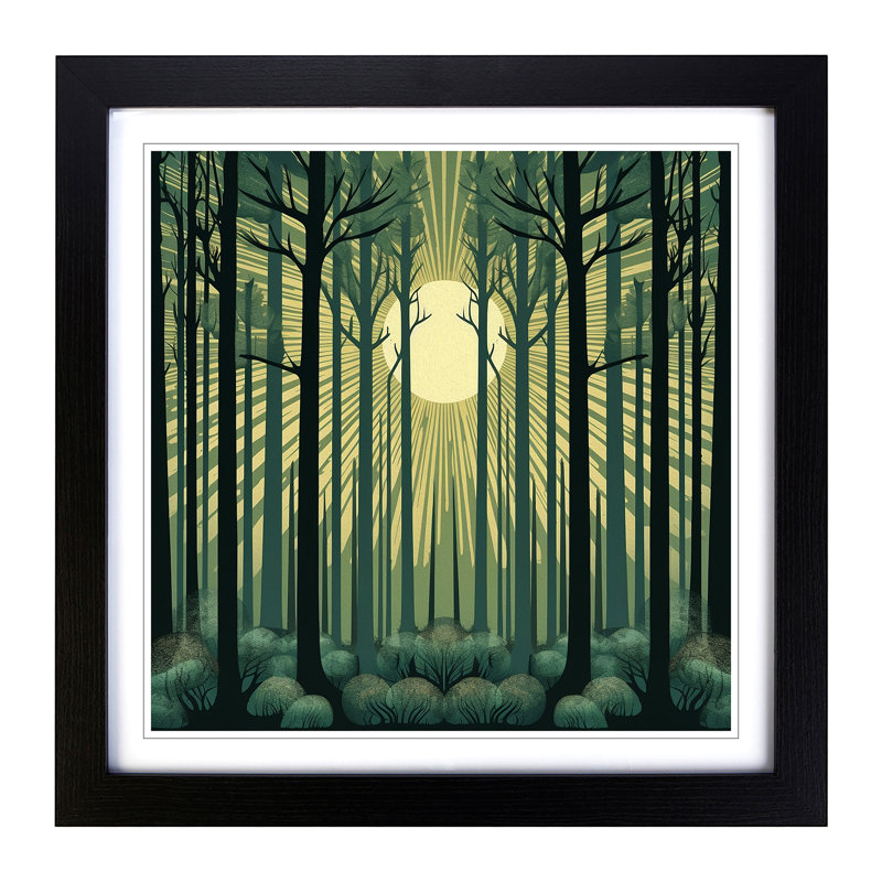 Forest Art Deco Framed Print, Black