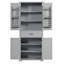 Armoire de rangement pour salle de bain grise, portes, tiroir, tablette réglable, grande armoire moderne et grise, polyvalente et pratique