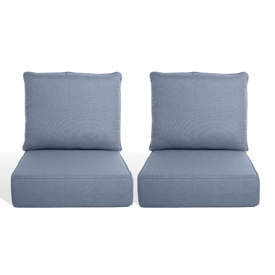 6" Outdoor Cushions For Patio Furniture, 22X24x6 Thick Seat Cushion Set Of 2, Fade Resistant Couch Chair Replacement Cushions High Density Deep Wicker Chair Cushion W/Removable Cover