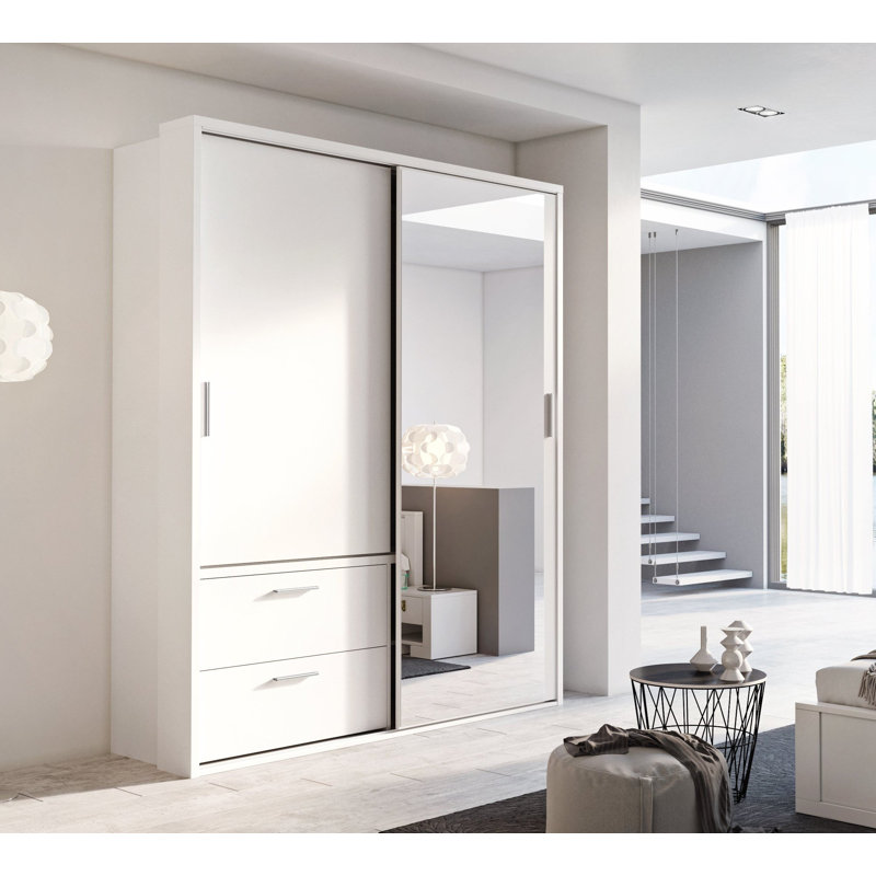 Gulbahar 2 Door Manufactured Wood Wardrobe, White Matte