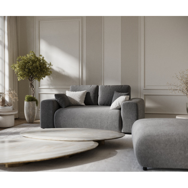 Two-seater square arms loveseat sofa, Grey