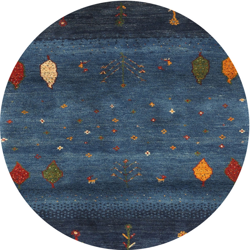 Tapis bleu abstrait Fithian, Rond 7 pi