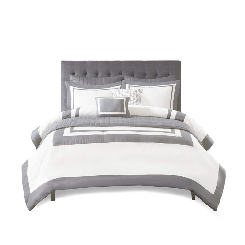 Luxurious Gray Bedding Sets, Polyester 8 Piece, Hotel Style Comfort For Home