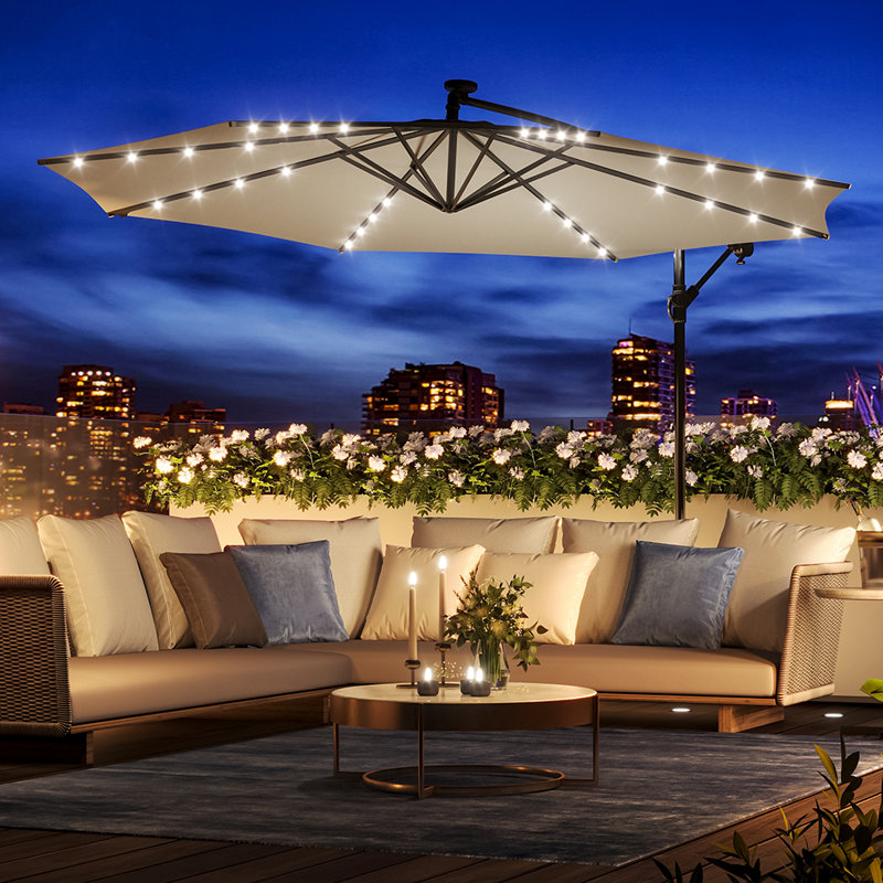 3M Cantilever Parasol with LED Light, Beige 