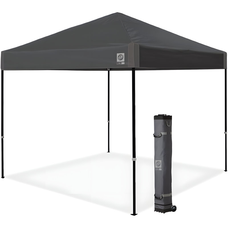 Ambassador Instant Pop Up Canopy Tent With Roller Bag And Spike Set, 10' X 10' Straight Leg Design, Fire Resistant And UV Protection
