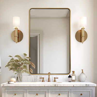 Contemporary Rectangle Bathroom Vanity Mirror | Stainless Steel Thick Frame