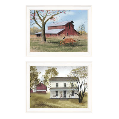 «End of Summer» par Billy Jacobs - Ensemble de 2 reproductions d'art sur papier encadrées