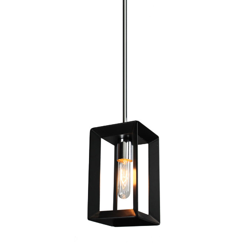 Haught 1 - Light Single Pendant, Black/Chrome