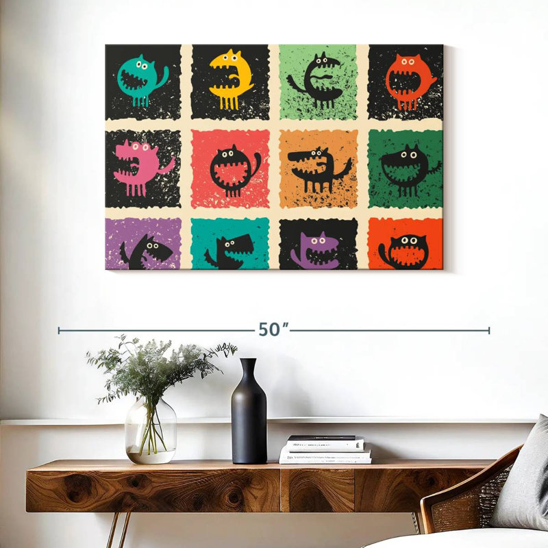 Funny Cartoon Monsters, 26" H x 39" W
