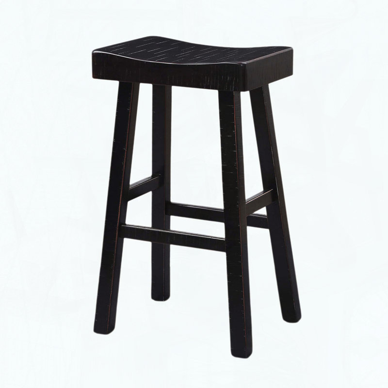Ensemble de 2 tabourets traditionnels en bois massif - noir - siège contour - hauteur de 29 po, Noir