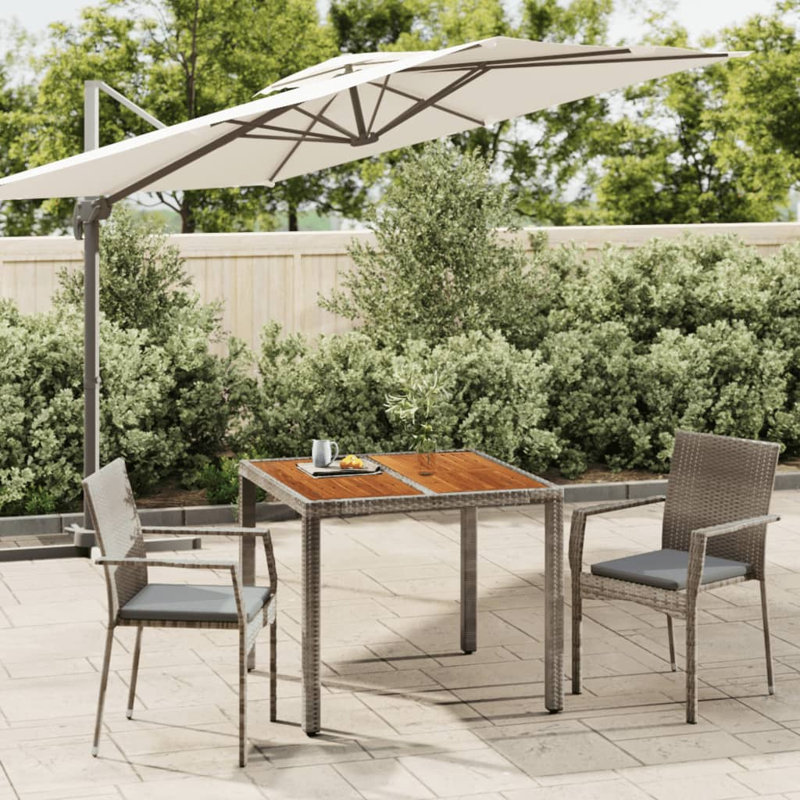 2 - Person Wicker Patio Dining Set with Square Table , Cushions Included, Natural